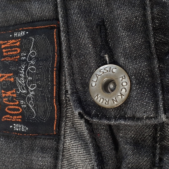 Rock N Run Slim Straight Gray Jeans Destroyed Cuffs Men's Size 32x28 - Picture 14 of 16